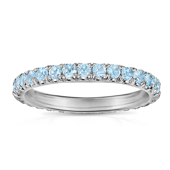 Aquamarine Micro Pave Eternity Band Platinum Marisa