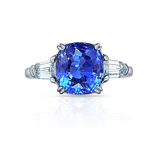 Three Stone Sapphire and Diamond Ring Platinum | Marisa ...