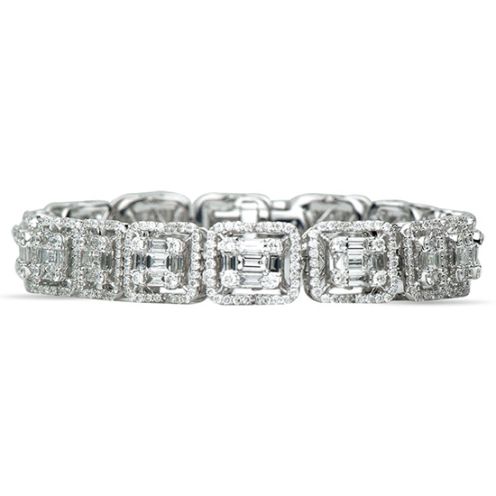 Emerald Cut Baguette Diamond Bracelet 18K White Gold - Bracelets