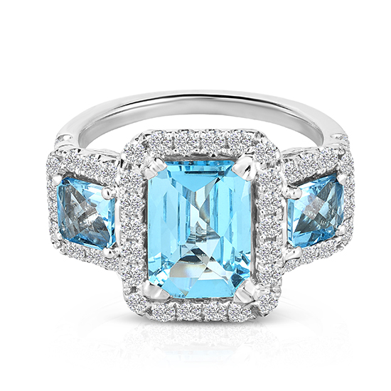 Three Stone Topaz Ring Platinum | Marisa Perry by Douglas Elliott ...