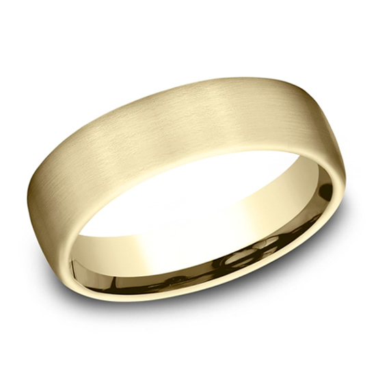 Satin Finish European Comfort Fit Band 14K Yellow Gold - Men's Wedding ...