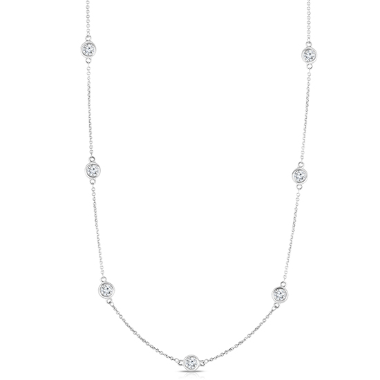 Bezel Set Diamond Necklace 14k White Gold - Necklaces Jewelry Collections