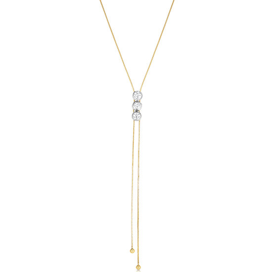 Triple Diamond Bolo Necklace 14k Two Tone Gold - Necklaces Jewelry ...