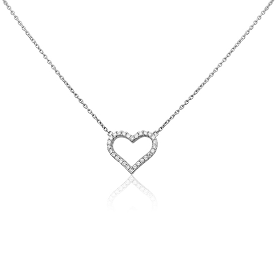 Diamond Heart Necklace 14k White Gold - Necklaces Jewelry Collections