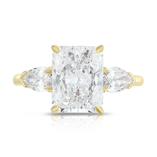 Marisa Perry Three Stone Radiant Cut Diamond Engagement Ring With Pears ...