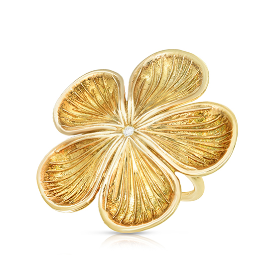 Marisa Perry Diamond Flower Ring | Sterling Silver with 18k Yellow Gold ...