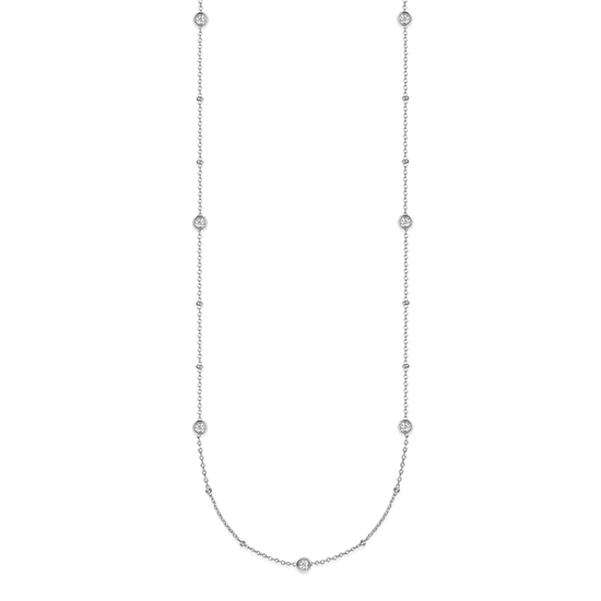 Diamond Bezel Station Adjustable Necklace 14k white gold - Necklaces ...