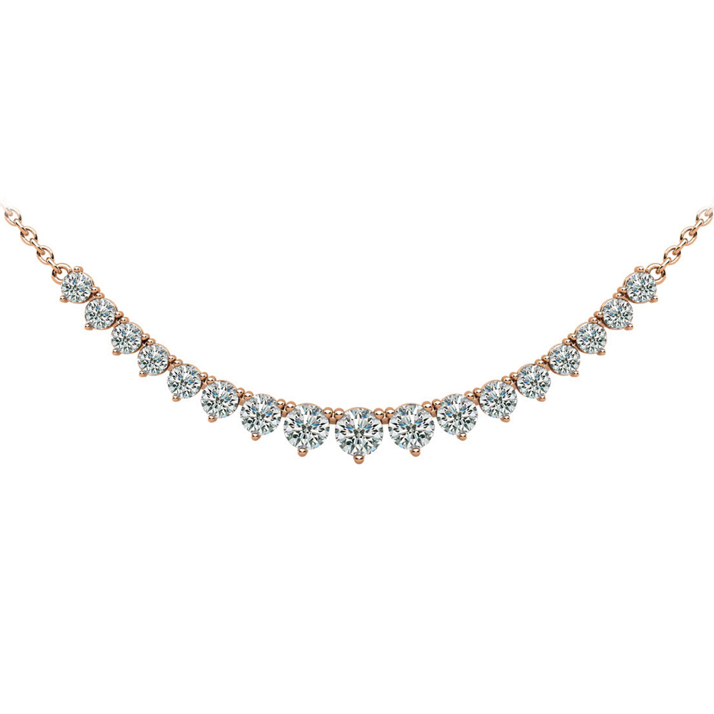 3.20 Carat Graduated Diamond Necklace 14k Gold