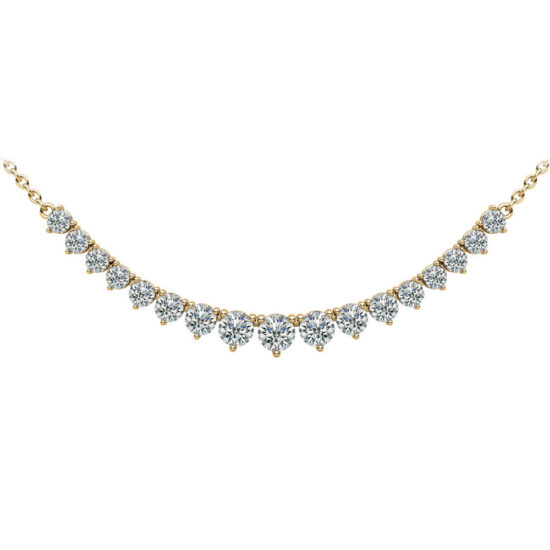 3.20 Carat Graduated Diamond Necklace 14k Yellow Gold