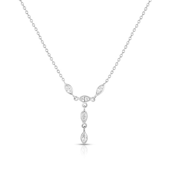 Marquise Diamond Necklace 14k White Gold