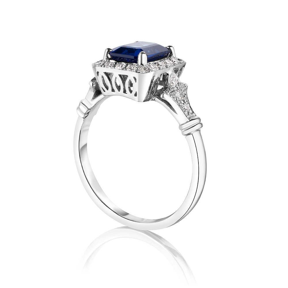 Emerald Cut Blue Sapphire Vintage Reprise | Marisa Perry by Douglas Elliott