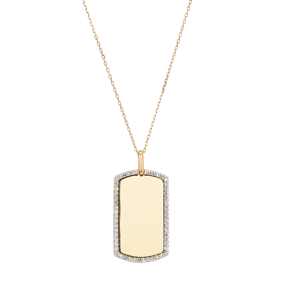 Pavé Dog Tag Necklace | Adina Reyter