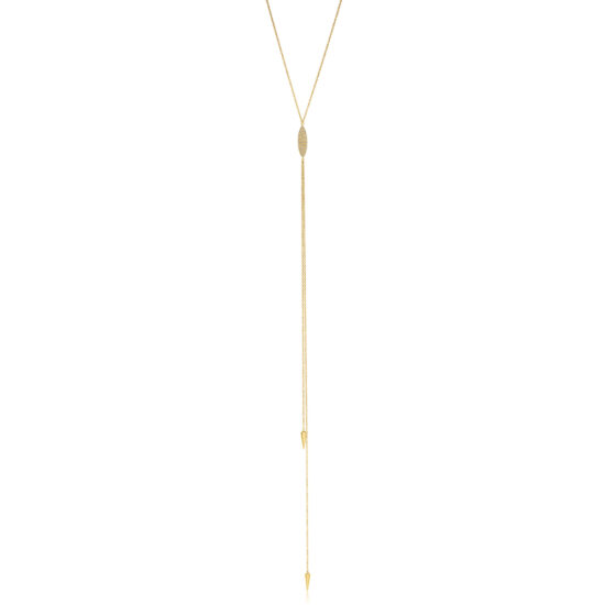 Gold and Diamond Lariat Necklace 14K Yellow Gold