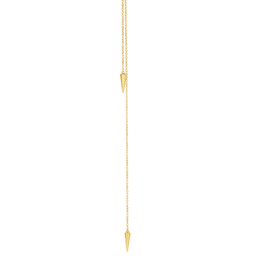 Gold and Diamond Lariat Necklace 14K Yellow Gold