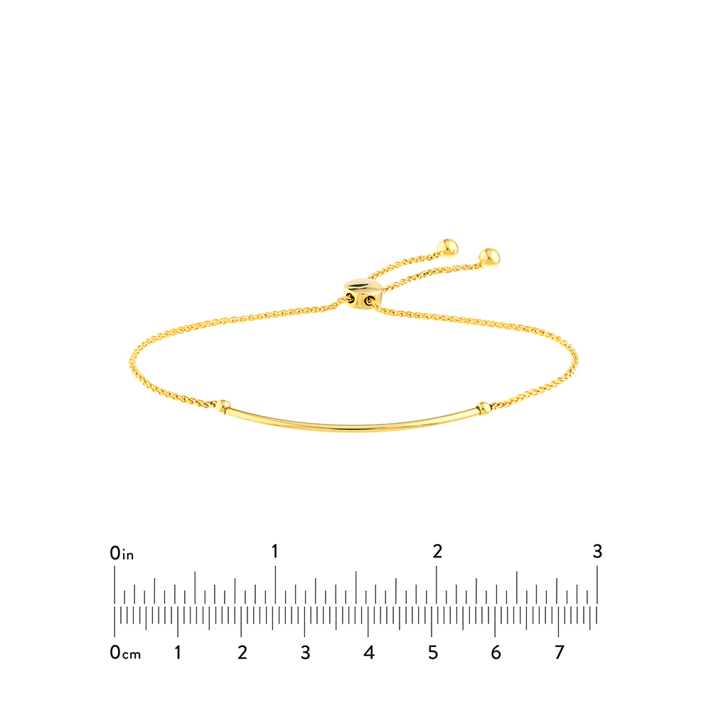 Thin Curve Tube Bolo Bracelet 14K Yellow Gold