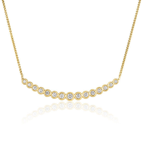 Yellow Gold and Diamond Contoured Diamond Bar Necklace