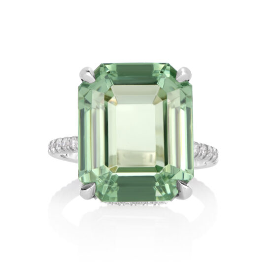 12.45 carat Emerald cut Mint Green Tourmaline Katherine Ring | Marisa Perry by Douglas Elliott