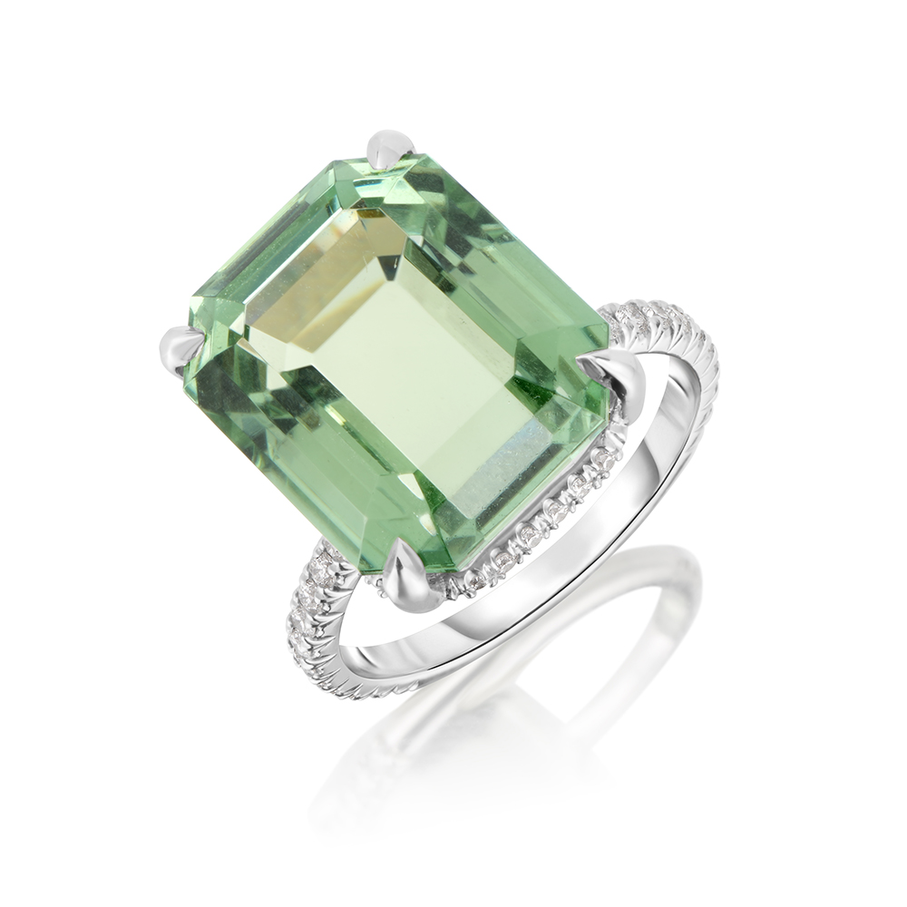 12.45 carat Emerald cut Mint Green Tourmaline Katherine Ring | Marisa Perry by Douglas Elliott