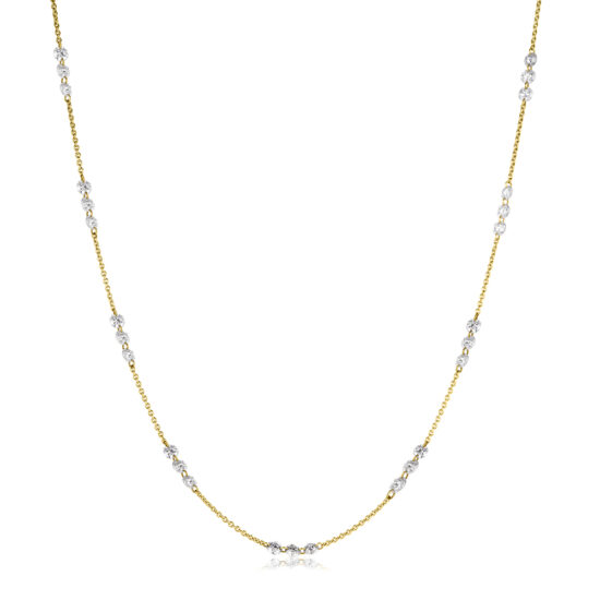 Delicate White Gold Floating Threaded Diamond Necklace