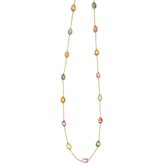 Multicolor Sapphire Necklace 18k Yellow Gold