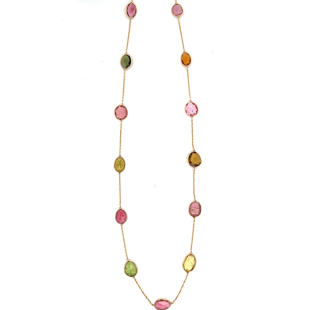 1.59 carat Multicolor Tourmaline Necklace 18K Yellow Gold