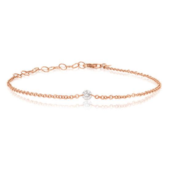 Rose Gold Threaded Diamond Solitaire Bracelet