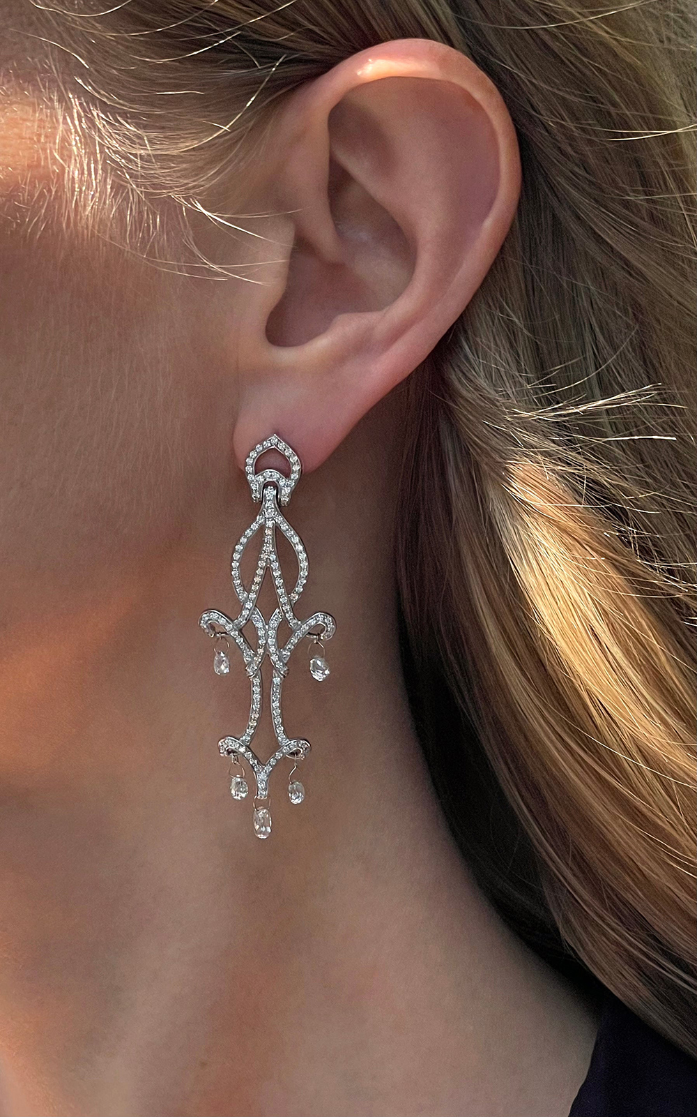 Platinum and Diamond Princess Chandelier Earrings