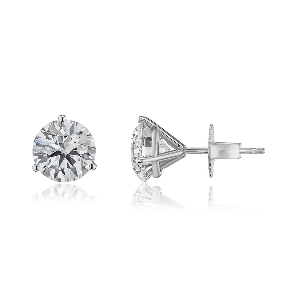 1.43 carat 3 Prong Martini Studs 14k White Gold