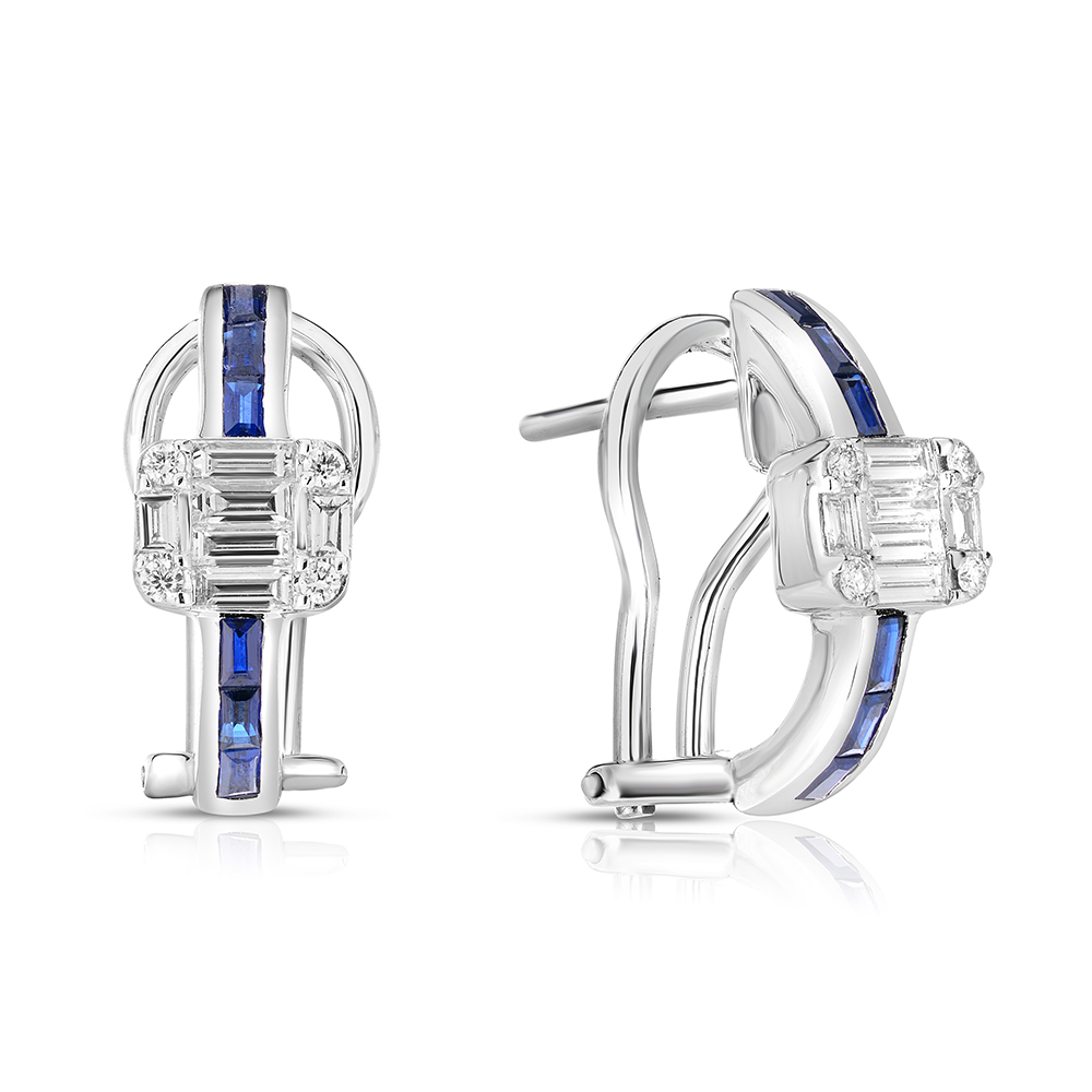 White Gold and Sapphire Serenity Hoop Earrings with Diamonds