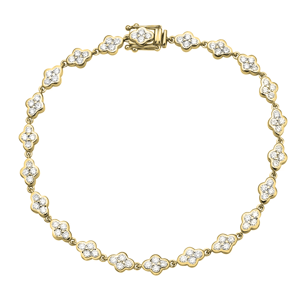 Diamond Clover Bracelet 18k Yellow Gold