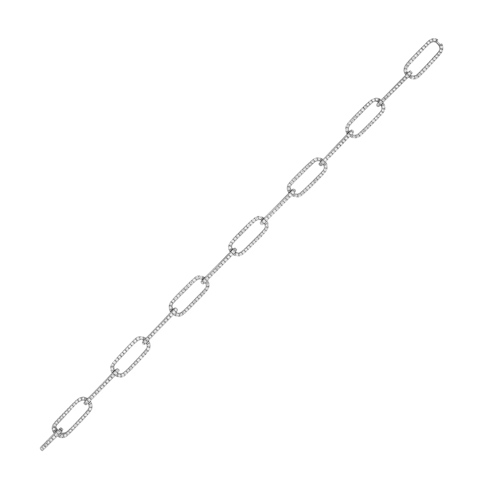 14K White Gold Diamond Paperclip Bracelet - 0.86 Carats