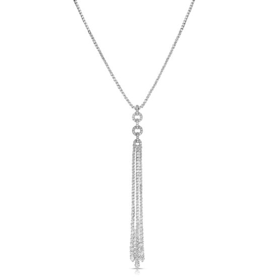 14k White Gold Cascading Diamond Tassel Necklace