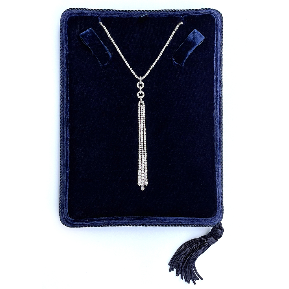 14k White Gold Cascading Diamond Tassel Necklace