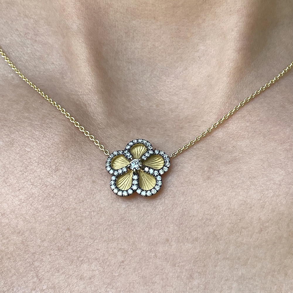 Five Petal Flower Necklace 18k Yellow Gold | Marisa Perry by Douglas Elliott