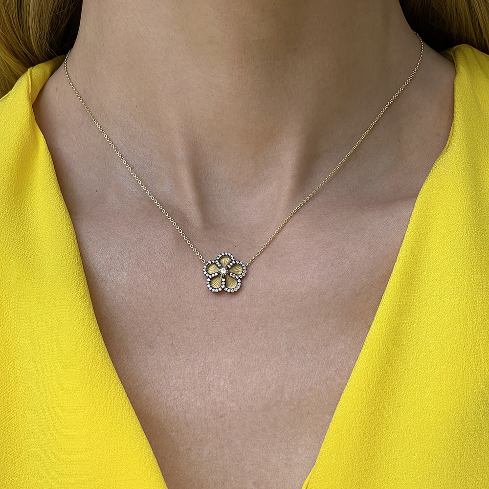 Five Petal Flower Necklace 18k Yellow Gold | Marisa Perry by Douglas Elliott