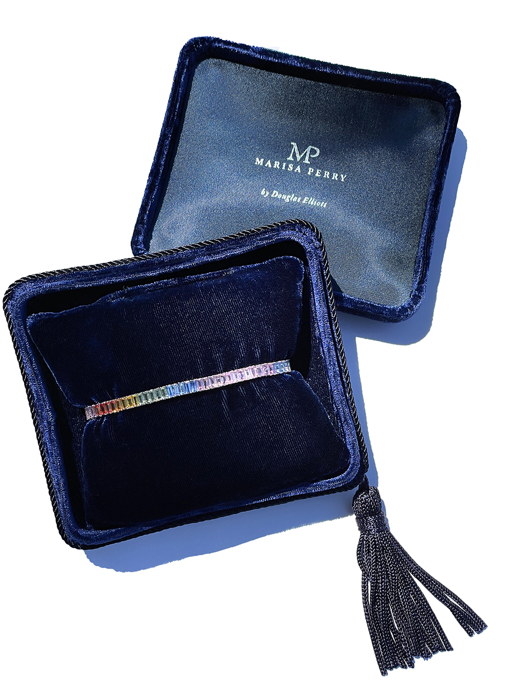 18K White Gold Baguette Ombre Rainbow Tennis Bracelet