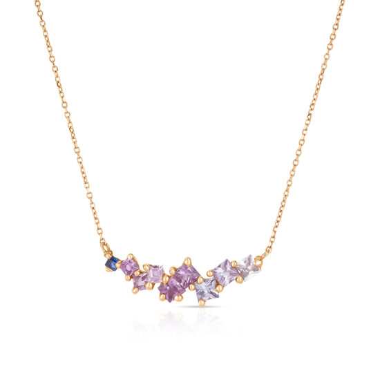 Bonnie – 18K Rose Gold Princess Cut Sapphire Necklace