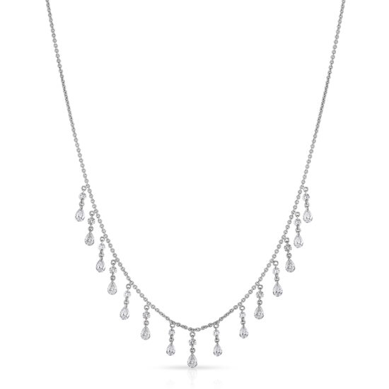 18K White Gold Diamond Threaded Necklace – 1.51 Carats