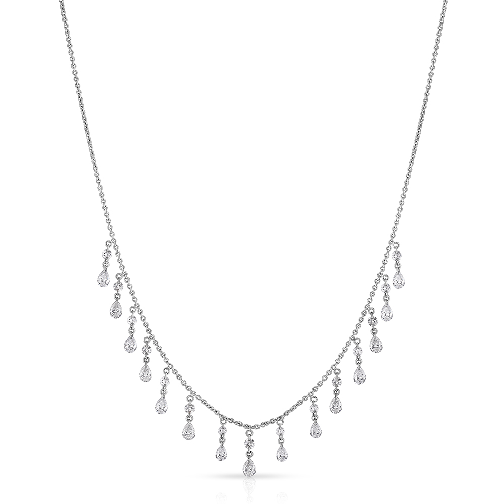 18K White Gold Diamond Threaded Necklace – 1.51 Carats