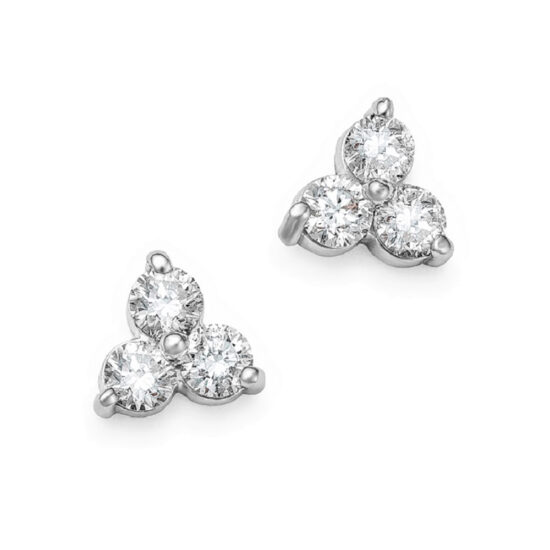 Petite White Gold Trilogy Diamond Stud Earrings