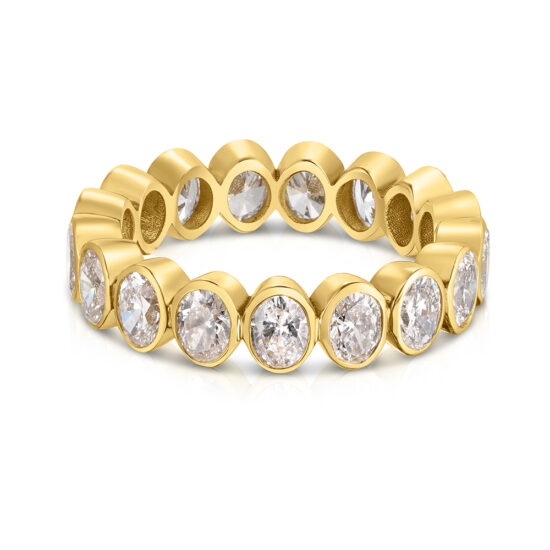 18K Yellow Gold Bezel Set Oval Cut Diamond Eternity Wedding Band | Marisa Perry by Douglas Elliott