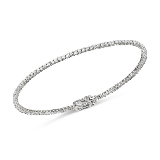 Thin White Gold and Diamond Tennis Bracelet