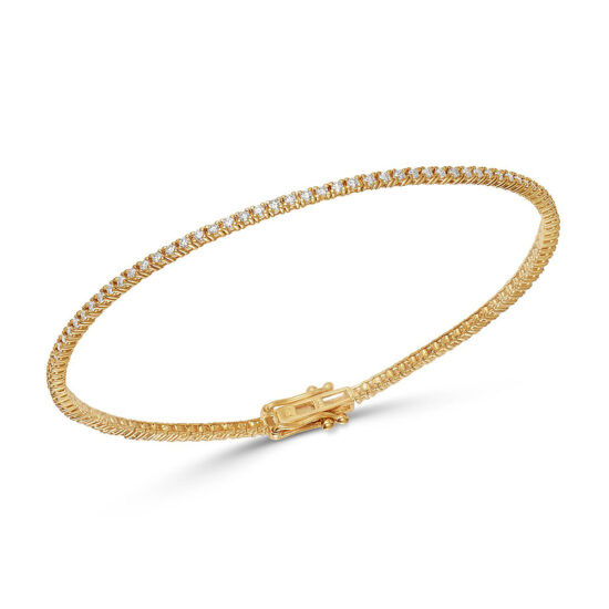 Thin Yellow Gold and Diamond Tennis Bracelet