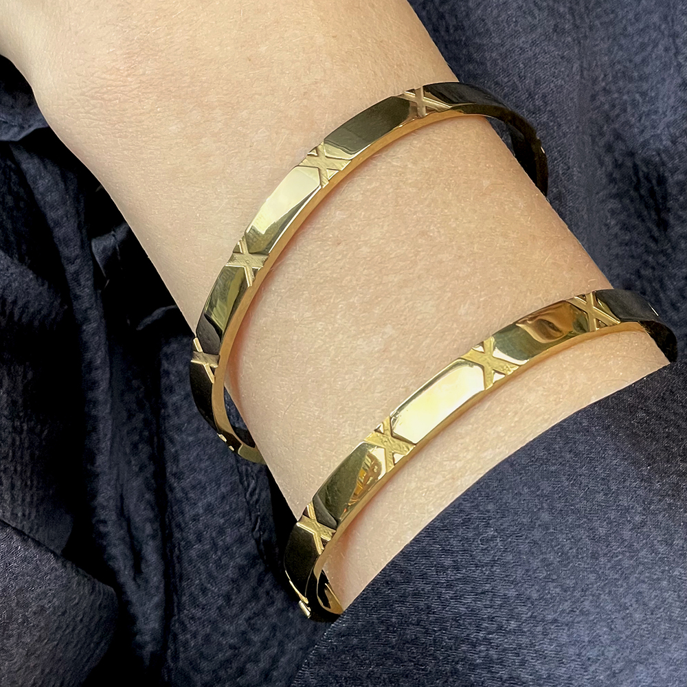 The X Collection Gold Bangle Bracelet Custom With Your Initials