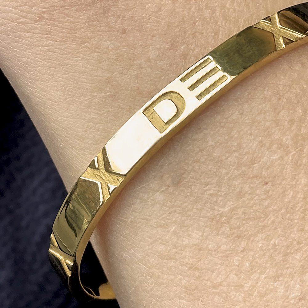 The X Collection Gold Bangle Bracelet Custom With Your Initials